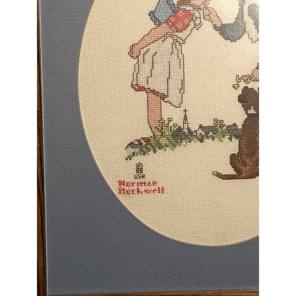 Vintage Norman Rockwell Needlepoint / Crosstitch Finished Completed 1988 - Picture 5 of 7